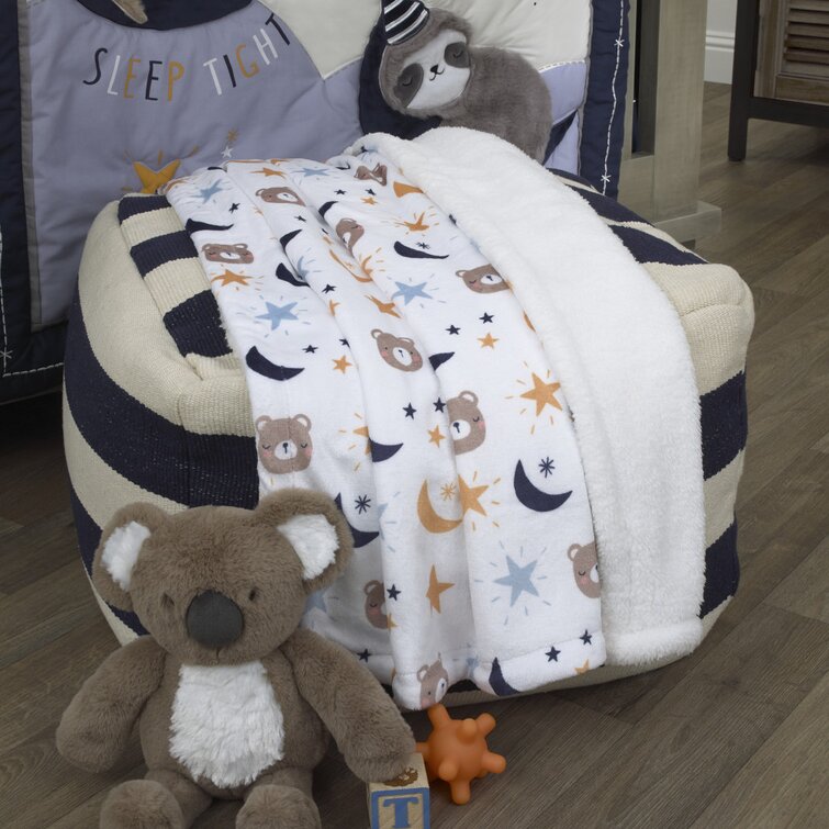 Redwood Rover Blue White Brown Fleece Baby Blanket Wayfair